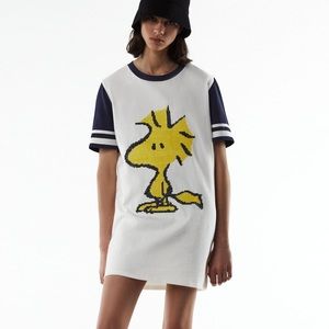 NWT ZARA Peanuts Snoopy T-Shirt Dress Size M